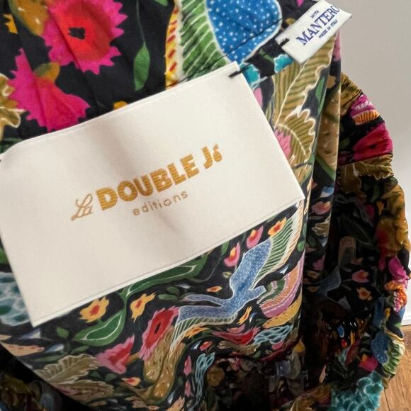 La Double J Tiered Maxi Skirt XL Black Floral Colorful Cotton Pockets Mantero - Picture 6 of 12